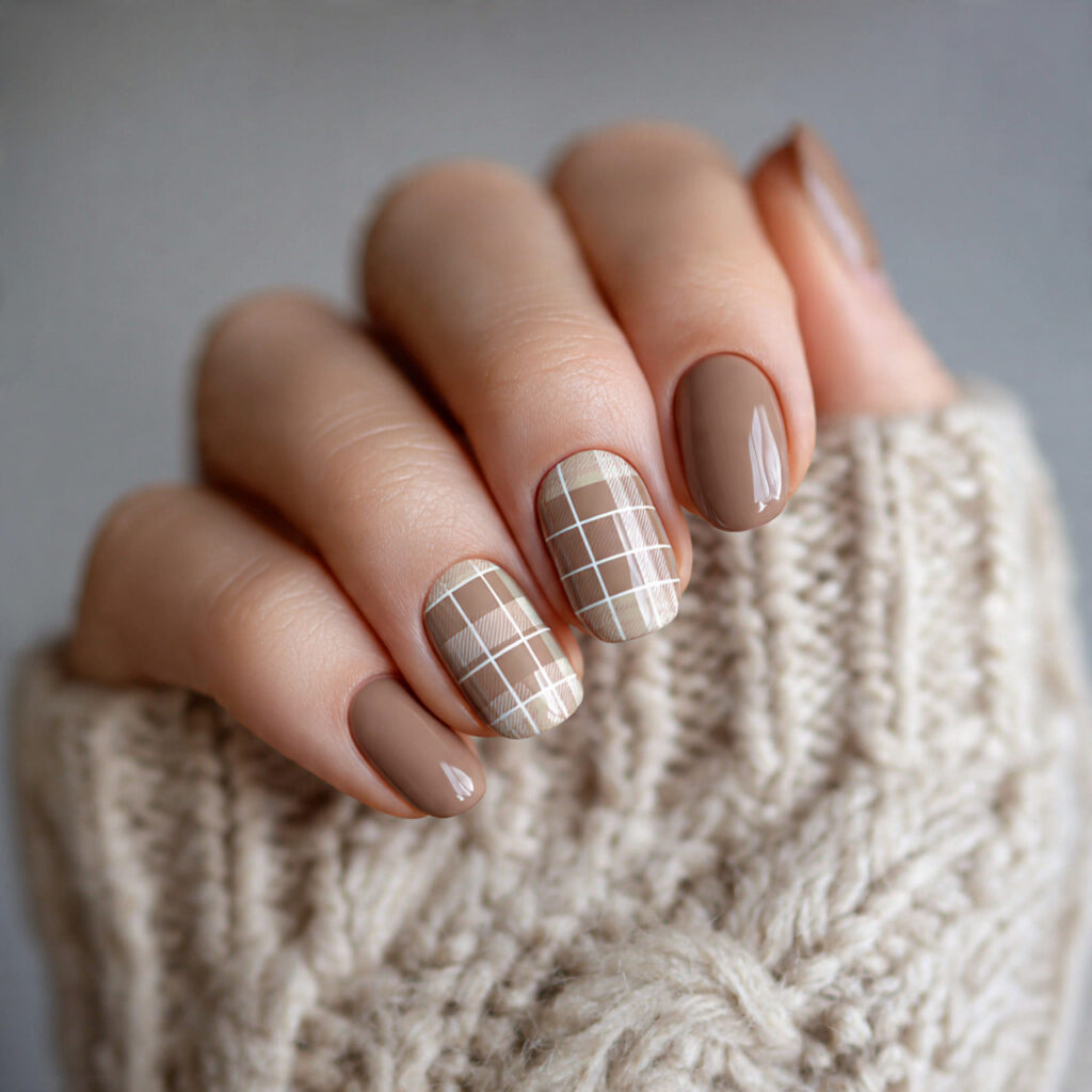 Subtle Fall Nails: 22 Inspiring Ideas for the Season 18 Subtle Plaid Patterns