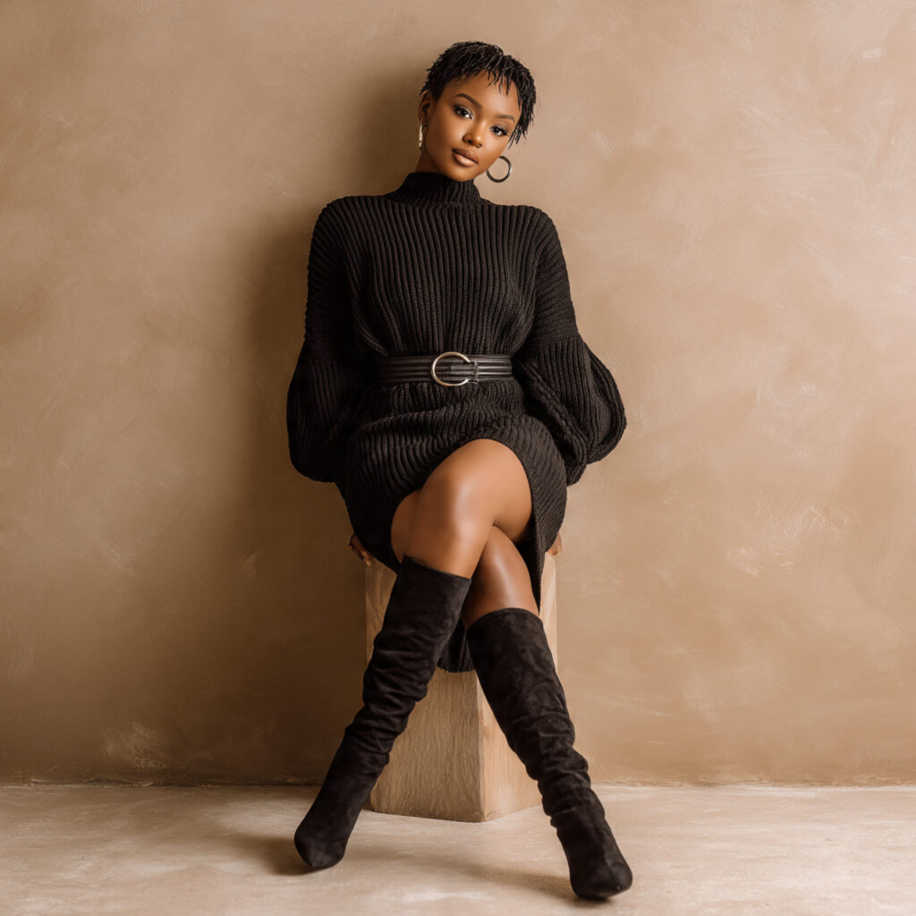 Sweater Dress with Boots