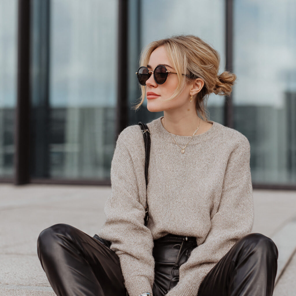 Sweater and Faux Leather Leggings