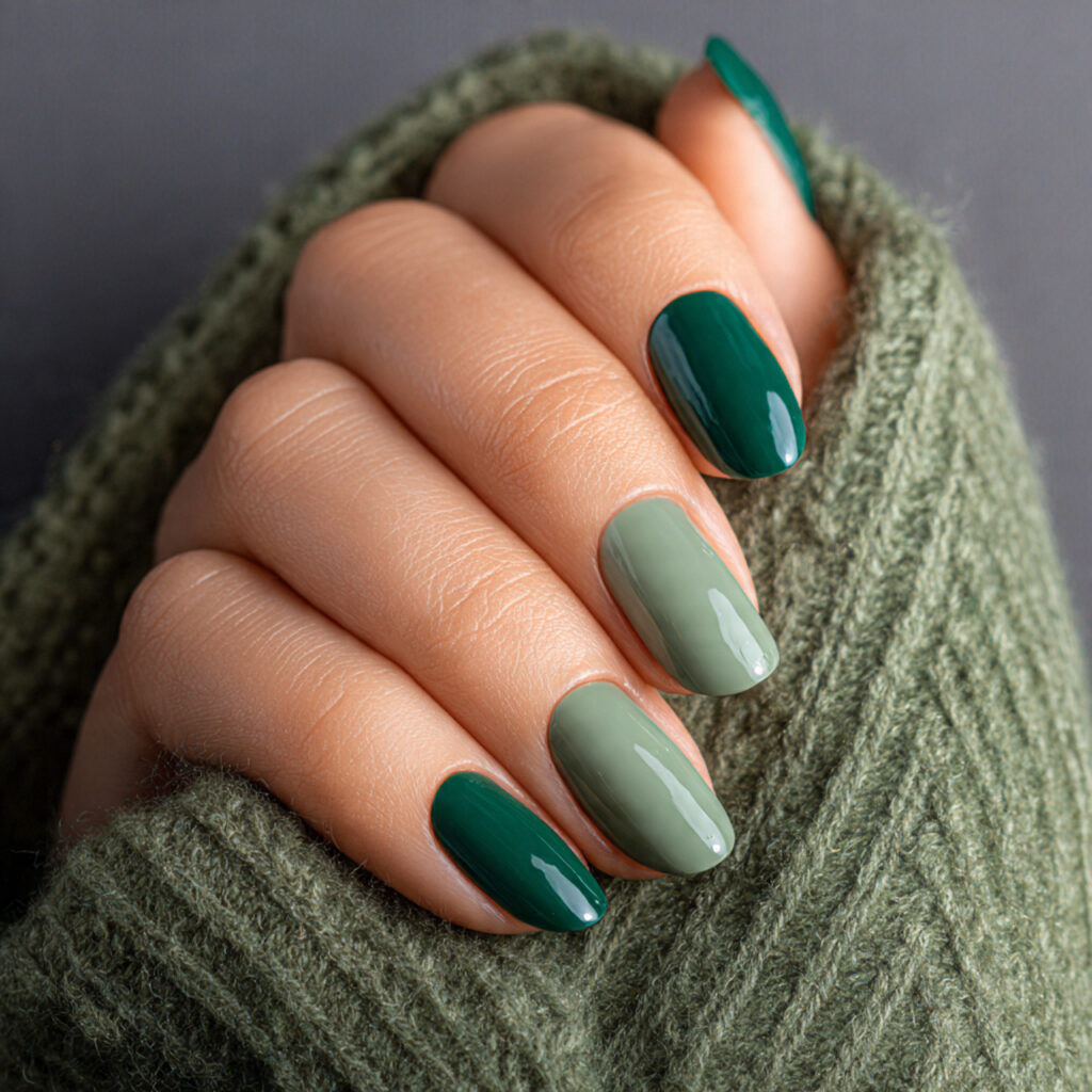 Two-Tone Green Nails