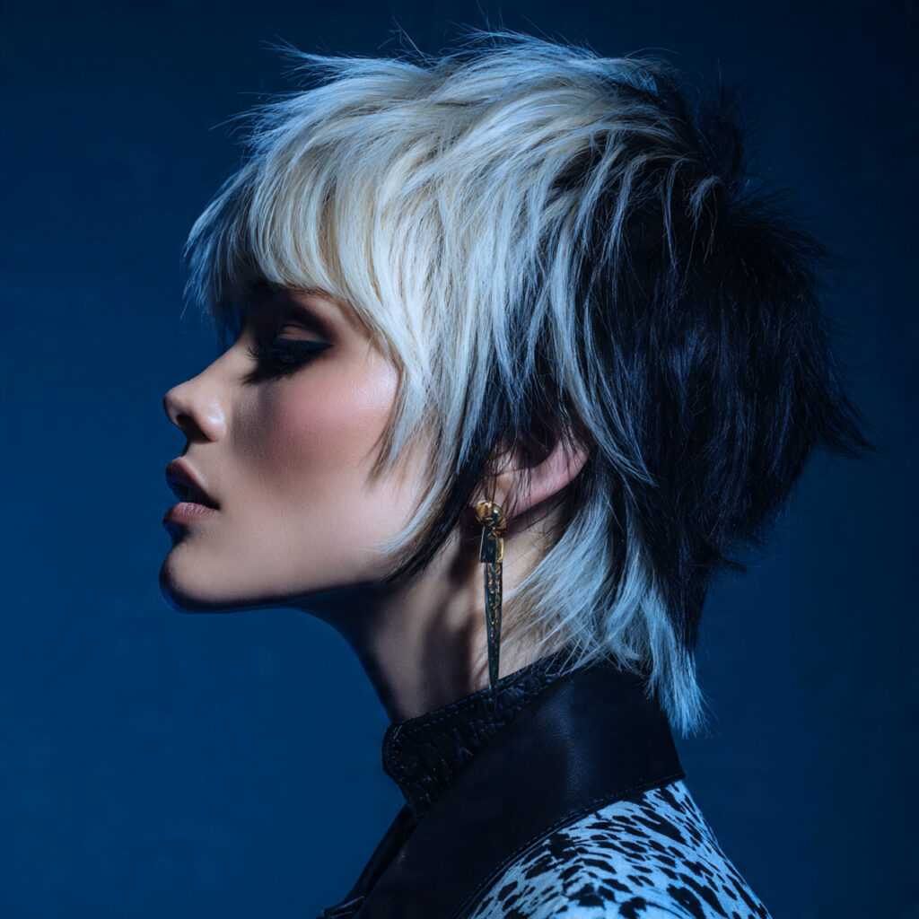 Two-Tone Wolf Cut with High Contrast Shades