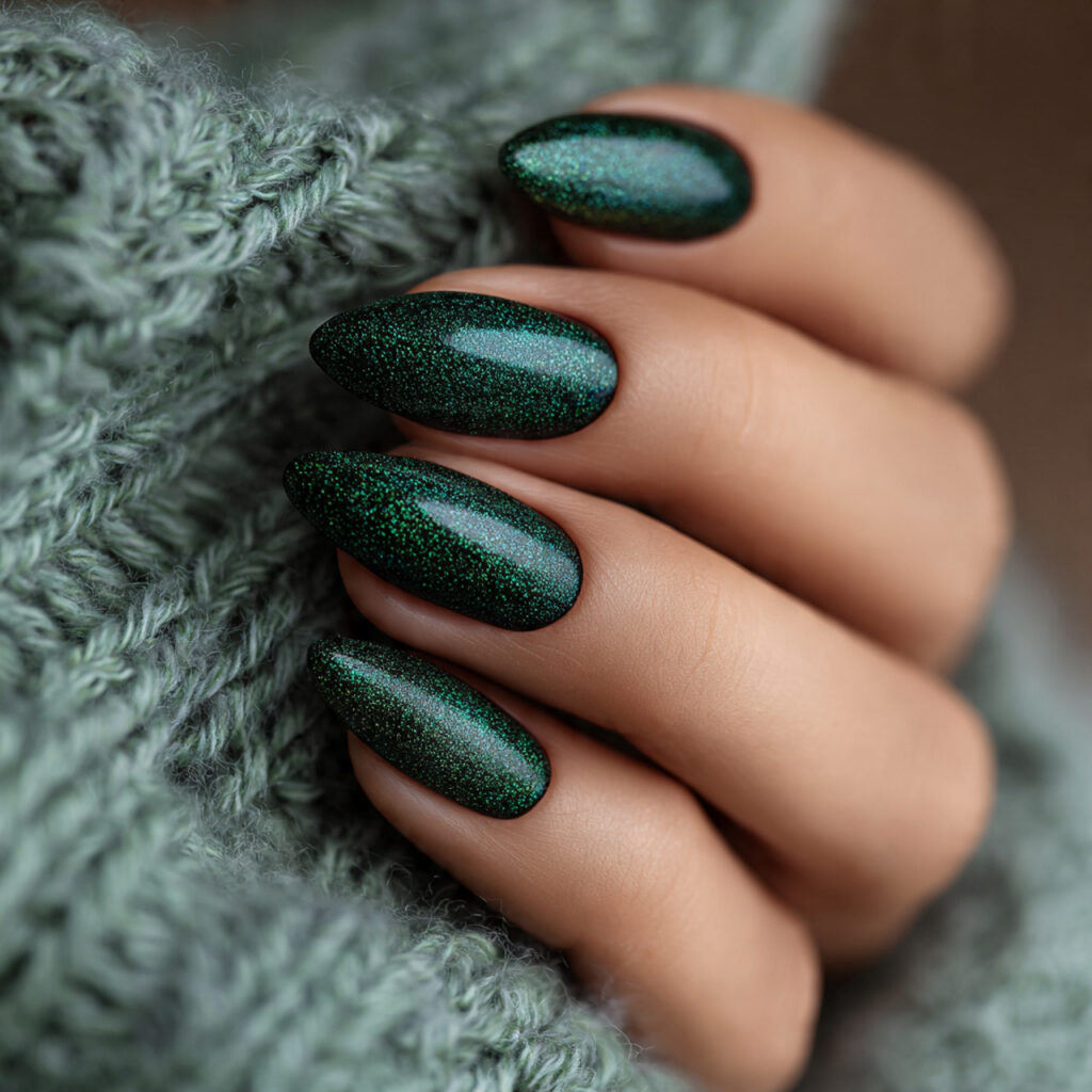Velvet Green Nails