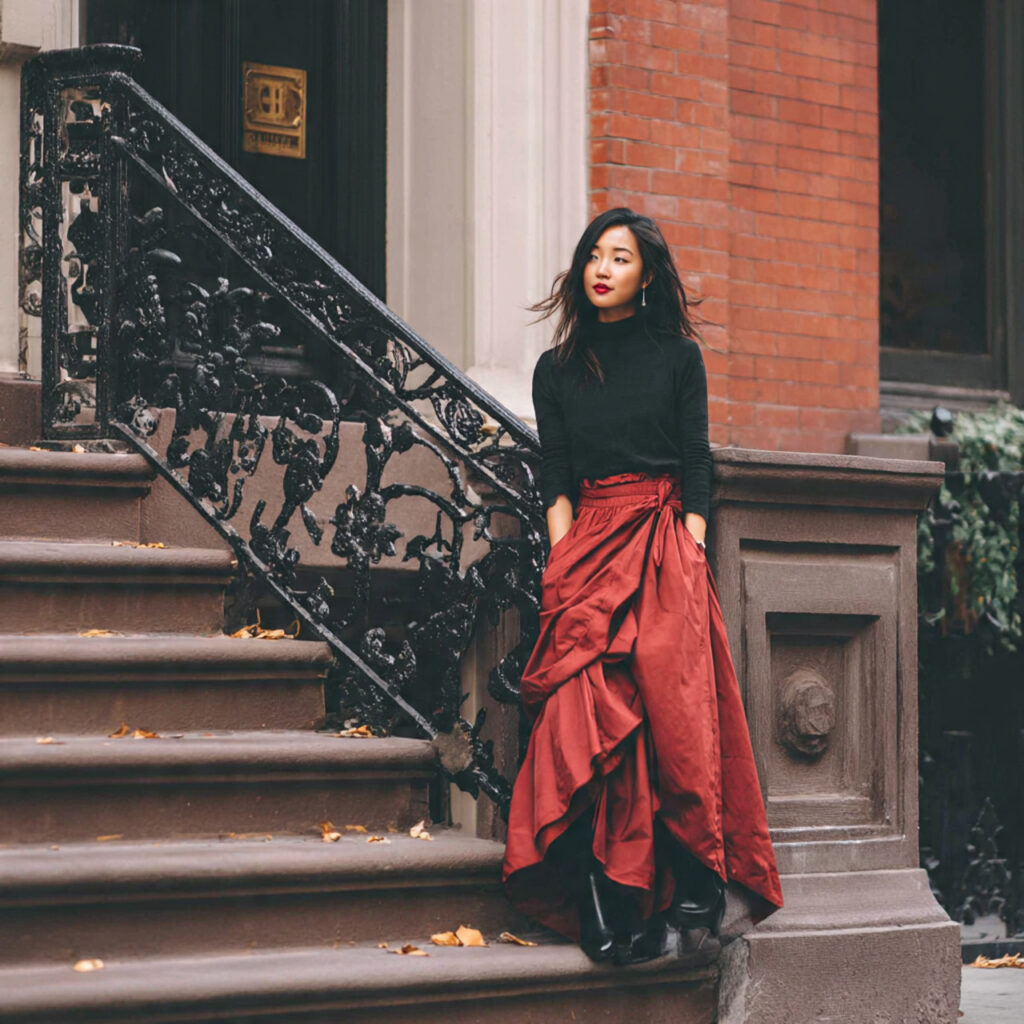 Long skirt winter styling