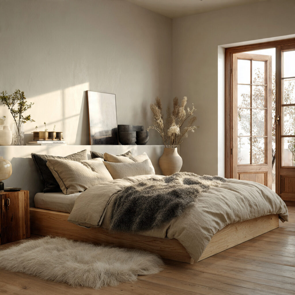 25 Best Japandi Bedroom Inspiration: Minimalist, Cozy, and Timeless Design 11 Add Cozy Bedding