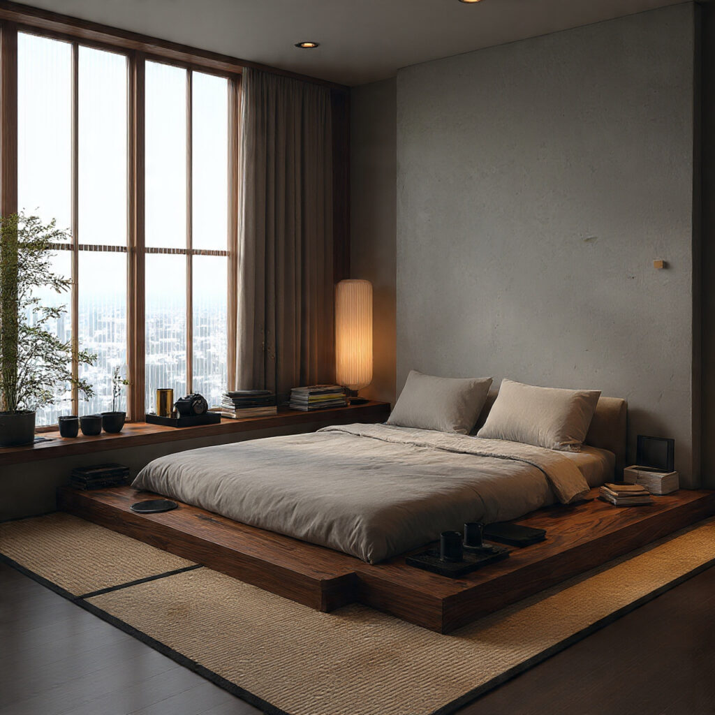25 Best Japandi Bedroom Inspiration: Minimalist, Cozy, and Timeless Design 18 Add Layered Rugs
