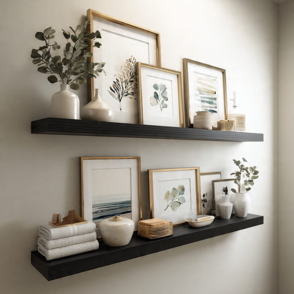 25 Bathroom Shelf Decor Ideas to Refresh Your Space Instantly 15 Art Prints