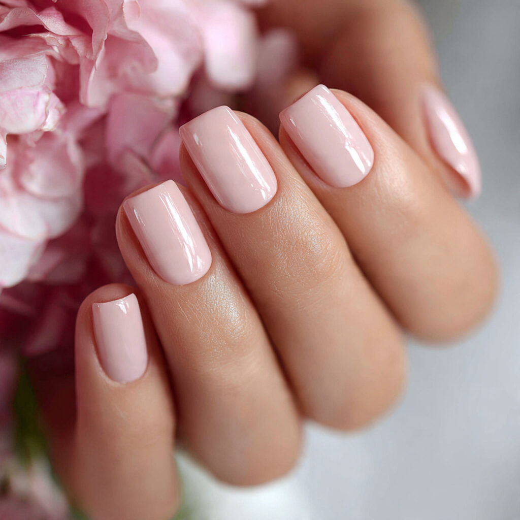 22 Perfect Pink Wedding Nail Ideas for Your Big Day 2 Baby Pink Glossy Finish