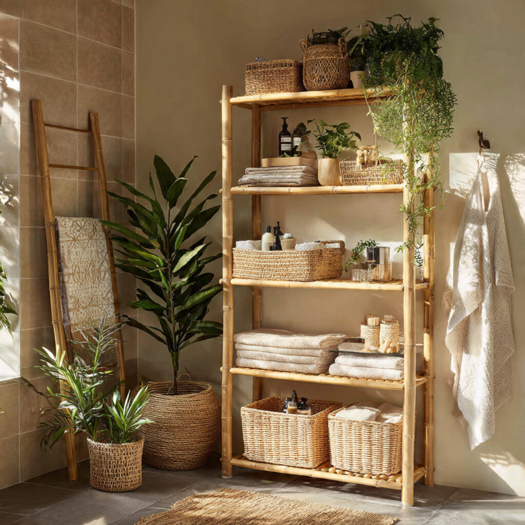 Create a Relaxed Boho Bathroom: 25 Inspiring Décor Ideas You’ll Love 13 Bamboo Storage Solutions