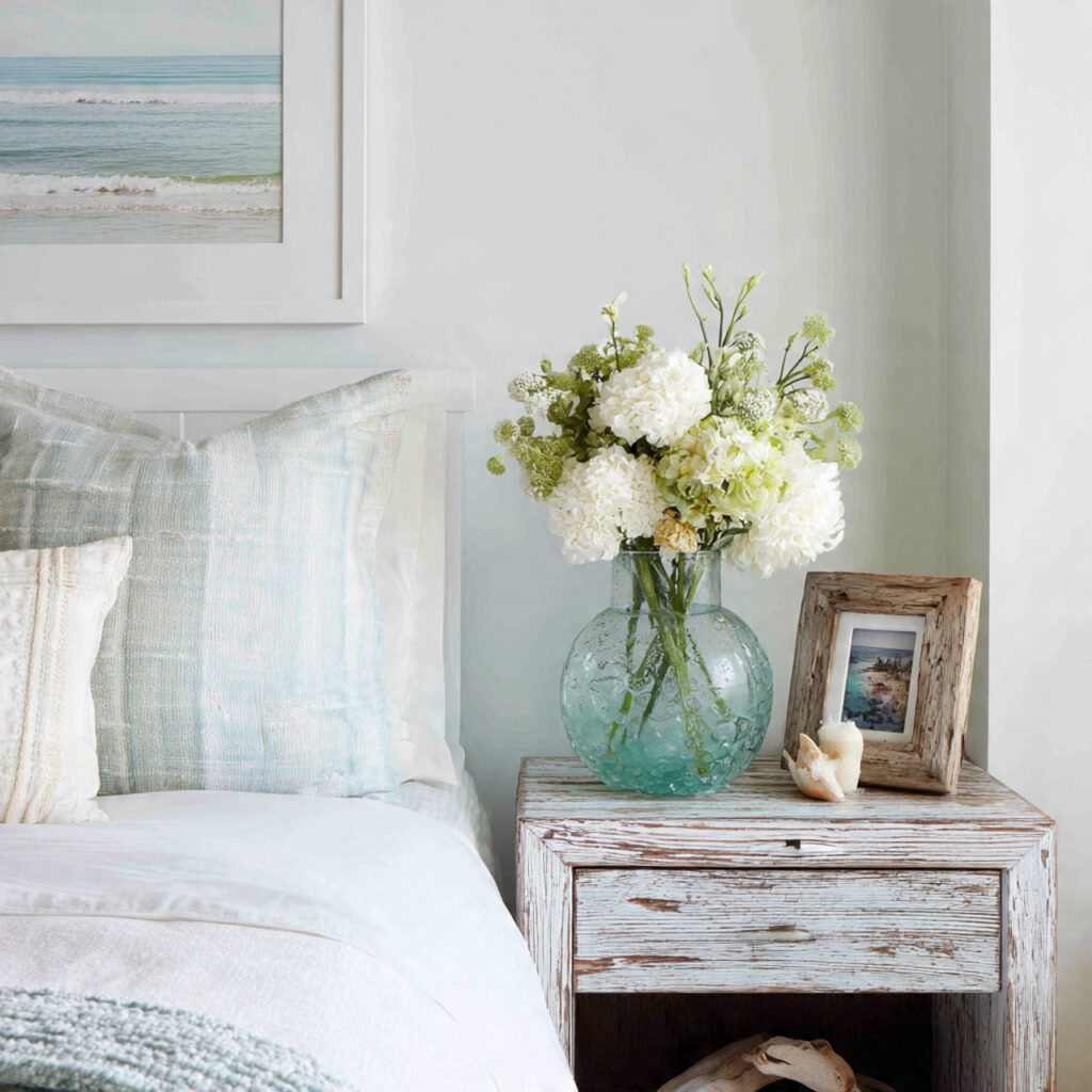25 Beachy Bedroom Ideas to Create a Calm, Coastal Escape at Home 24 Beach-Inspired Nightstand Styling