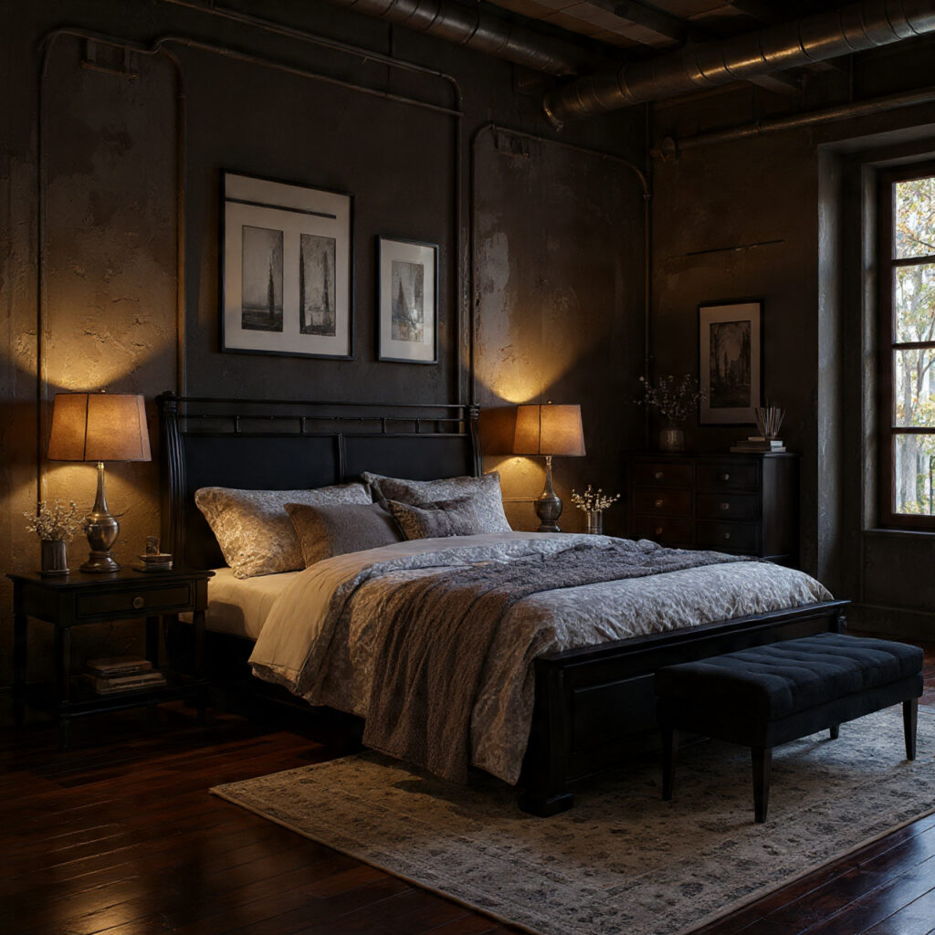 Black Metal Furniture with Wooden Elements