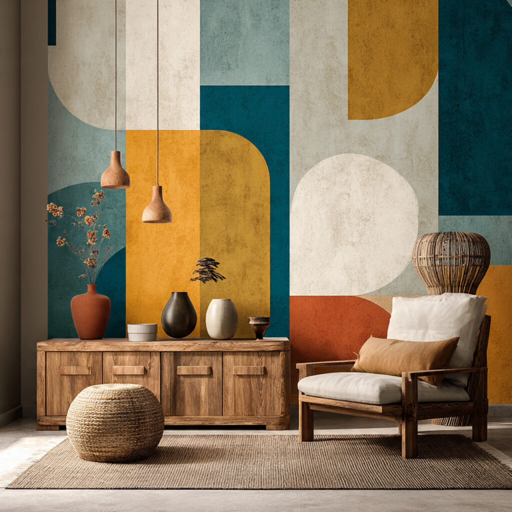 25 Best Boho Wallpaper Ideas to Transform Your Space 17 Bold Color Blocking