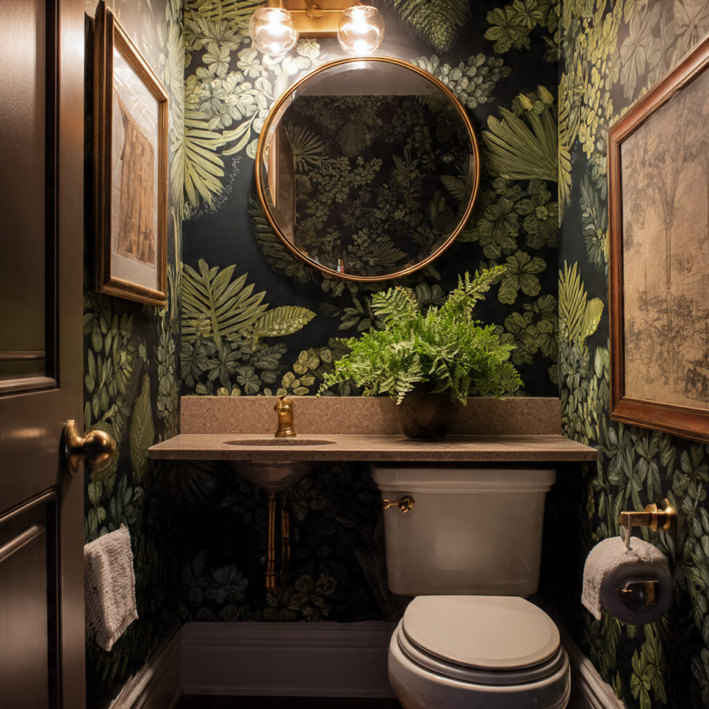 25 Stunning Powder Room Makeover Ideas to Transform Your Small Space 2 Bold Wallpaper Choices