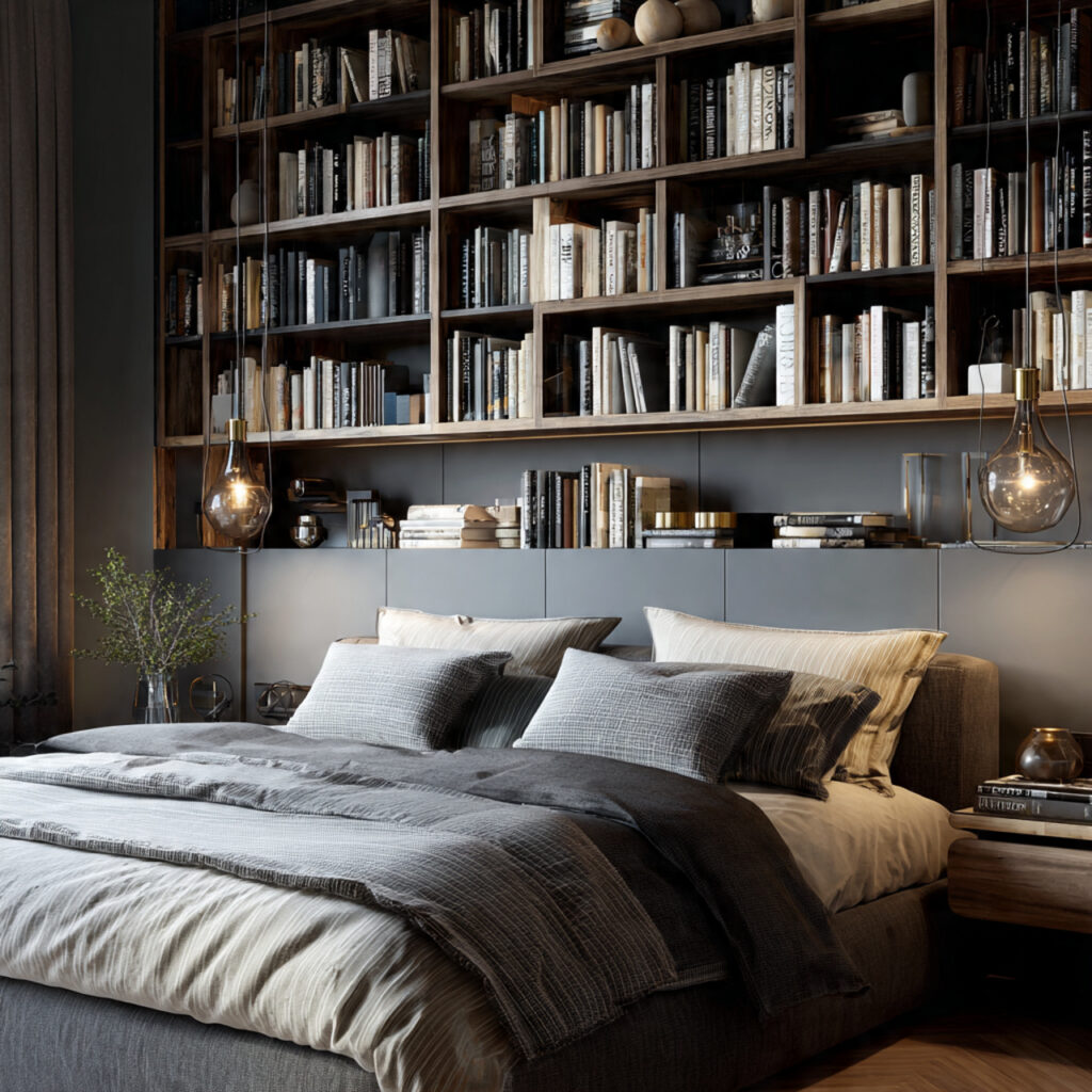 25 Stylish Bedroom Bookshelves Ideas to Transform Your Space Beautifully 6 Bookshelf Headboard