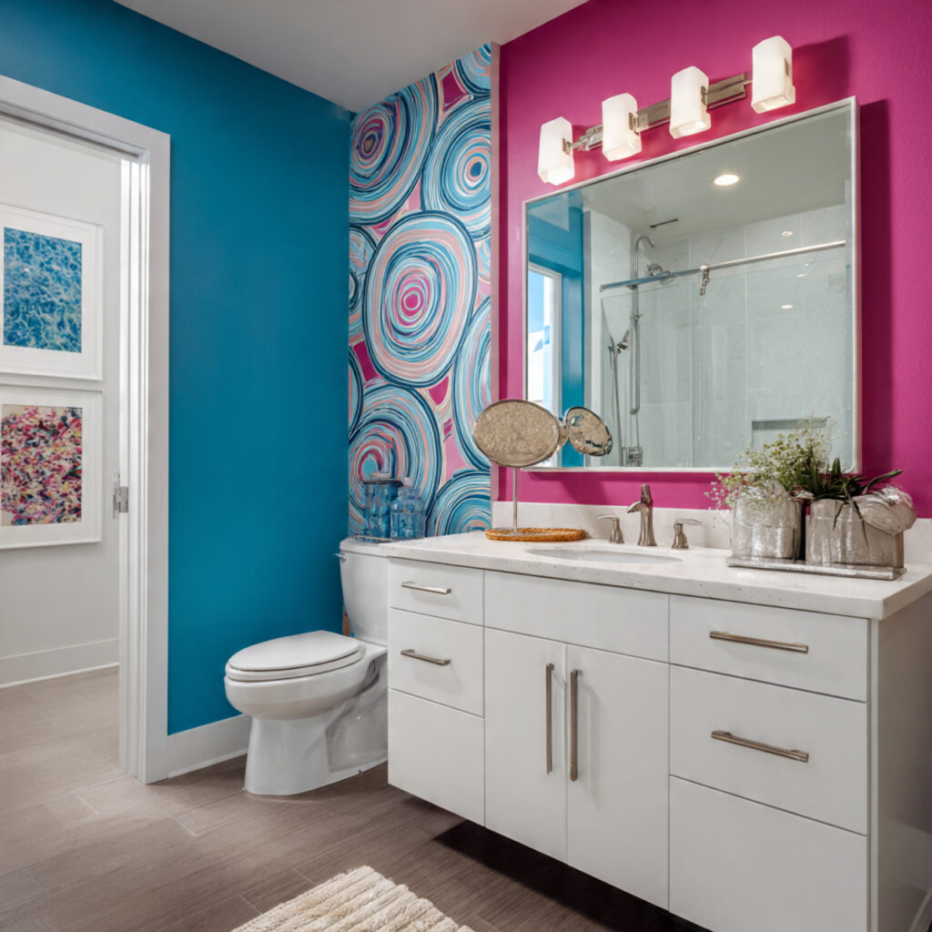 25 Fun Bathroom Decor Ideas to Brighten Your Space Instantly 8 Bright Paint Accents