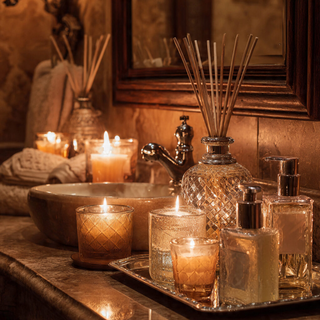 25 Stunning Powder Room Makeover Ideas to Transform Your Small Space 16 Candle and Scent Styling