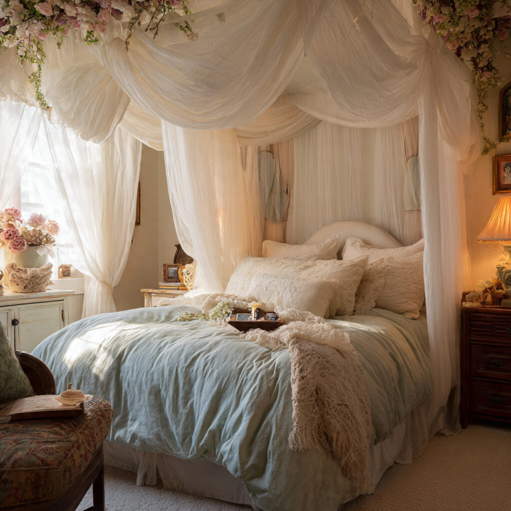 25 Charming English Cottage Bedroom with These Décor Tips 21 Canopy Details