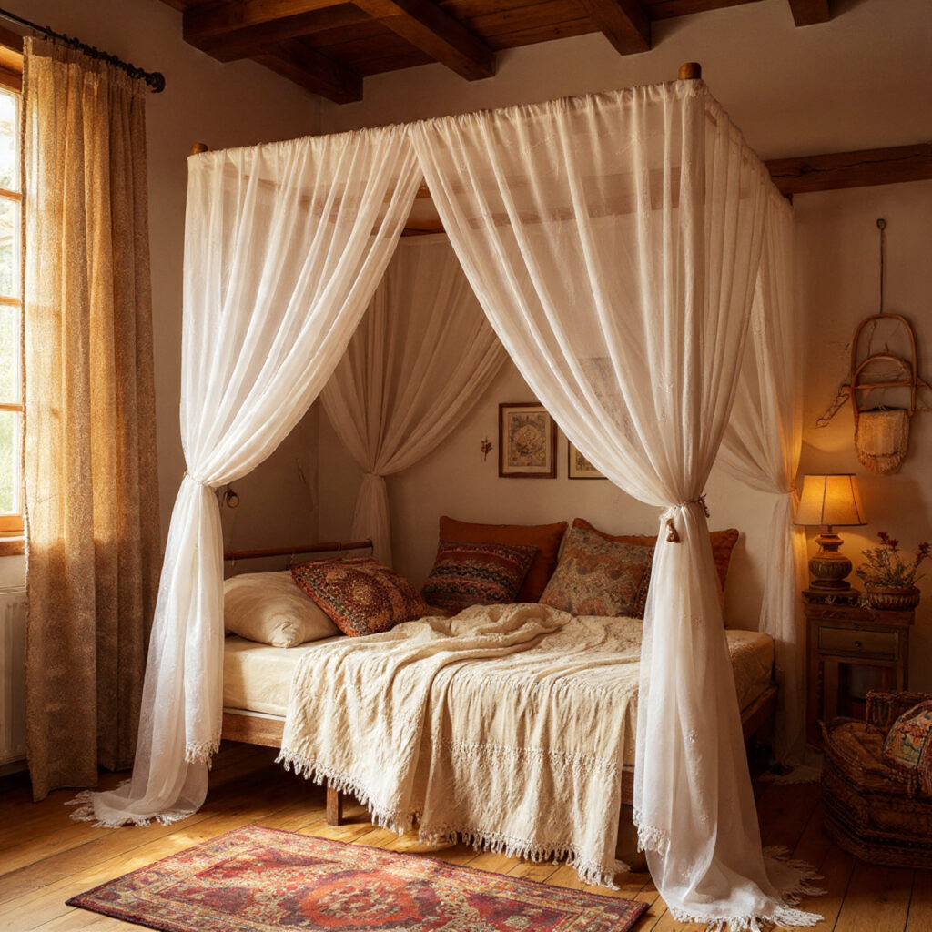 Add a Canopy or Light Fabric Drapes