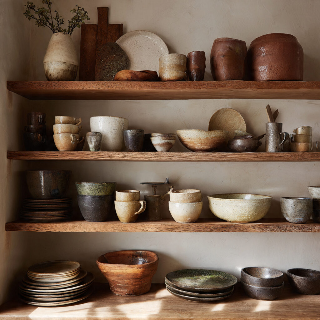 25 Earthy Kitchen Design Ideas That Bring Warmth and Natural Beauty Home 23 Clay Dinnerware
