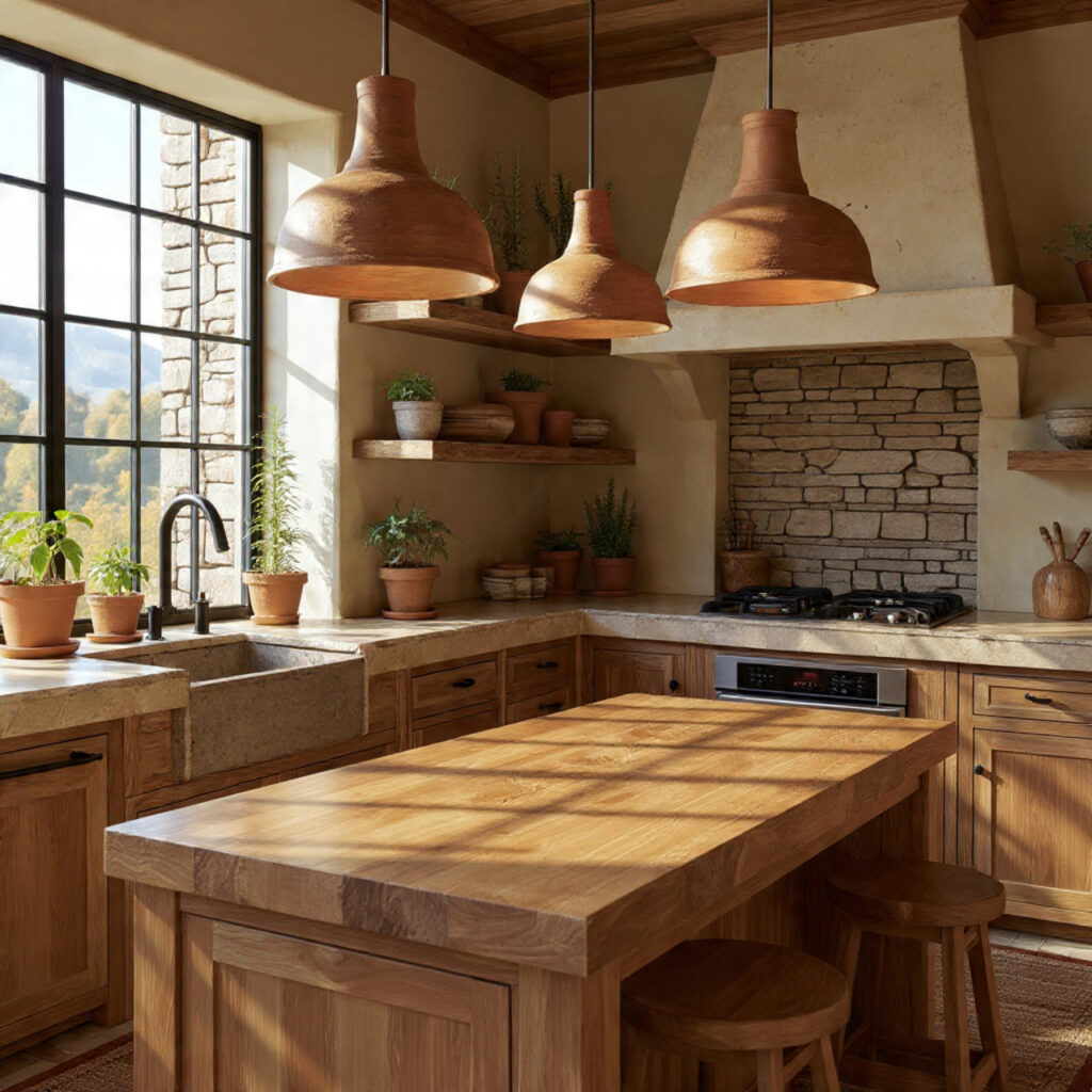 25 Earthy Kitchen Design Ideas That Bring Warmth and Natural Beauty Home 11 Clay and Ceramic Lighting