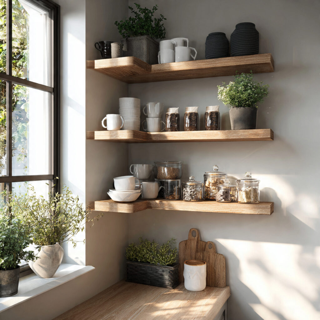 25 Creative Kitchen Storage Solutions for Every Home 20 Corner Floating Shelves