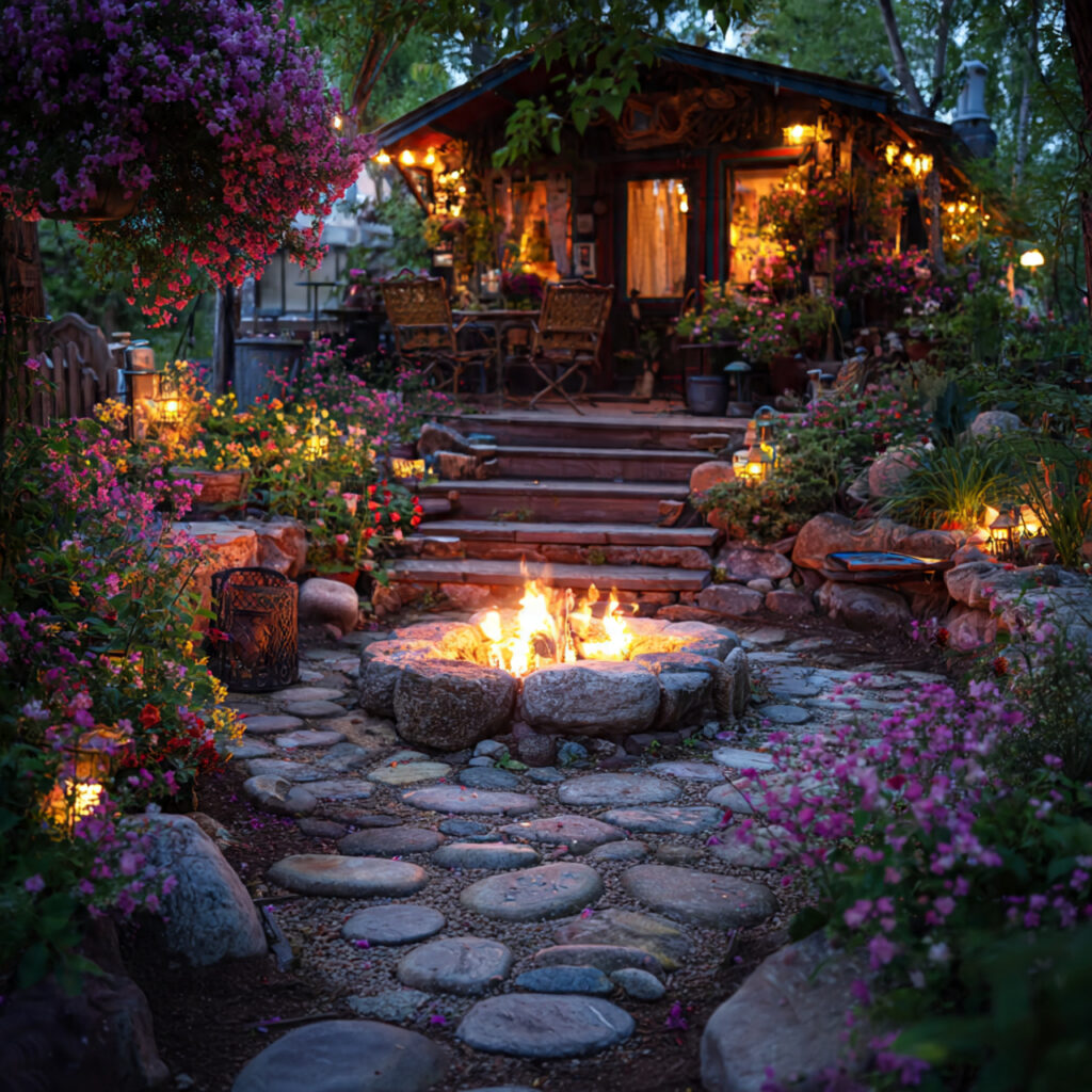 25 Fire Pit Landscaping Designs That Elevate Your Backyard Instantly 11 Cottage Garden Fire Area