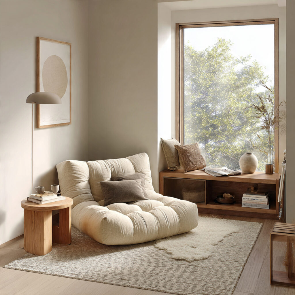 25 Best Japandi Bedroom Inspiration: Minimalist, Cozy, and Timeless Design 23 Create a Reading Nook