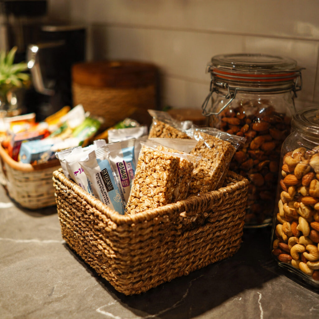 25 Smart Kitchen Counter Organization Ideas to Cut Clutter Fast 9 Create a Snack Zone