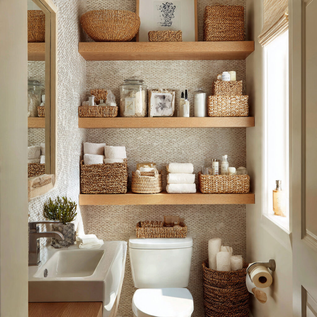 25 Stunning Powder Room Makeover Ideas to Transform Your Small Space 15 Decorative Storage Solutions