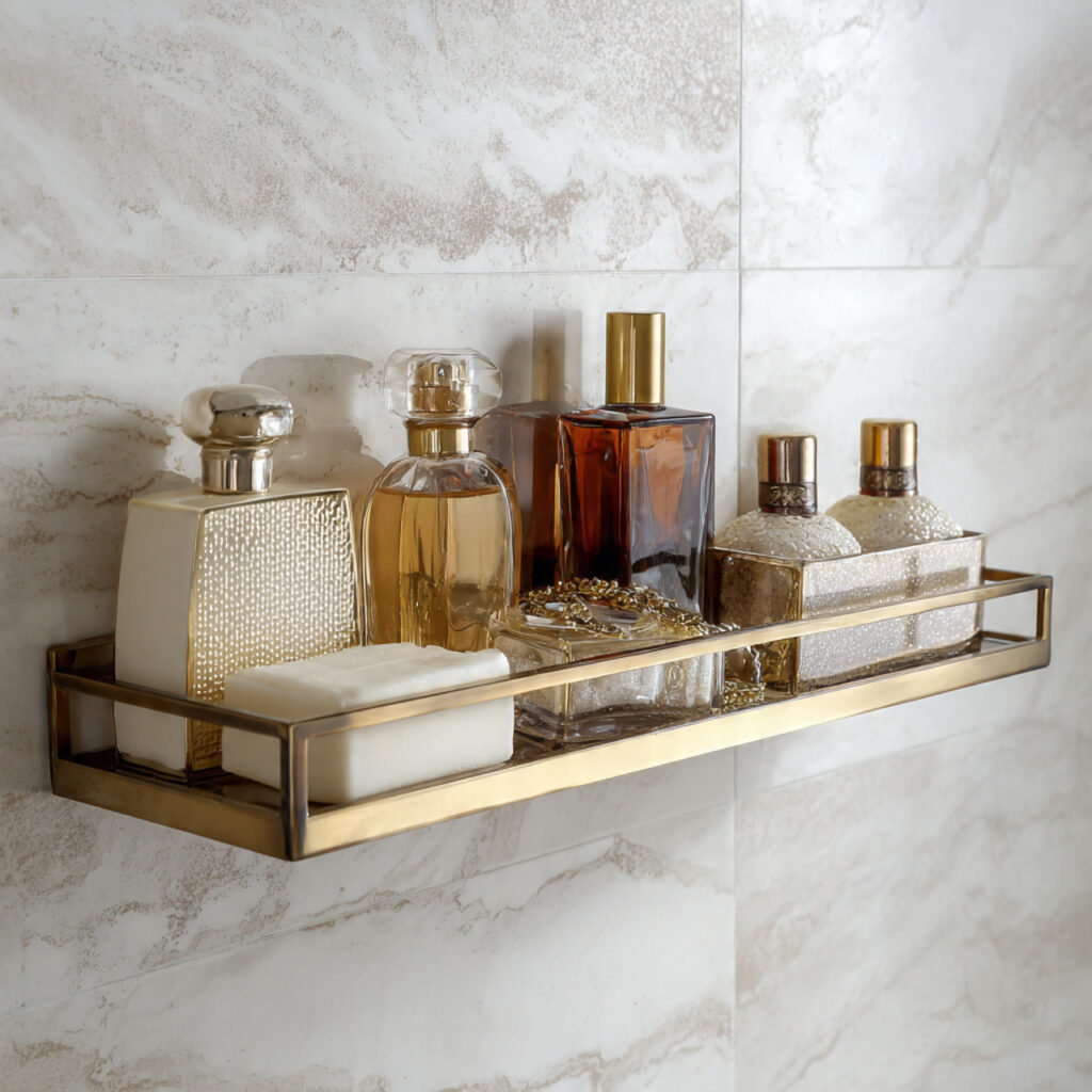 25 Bathroom Shelf Decor Ideas to Refresh Your Space Instantly 11 Decorative Trays