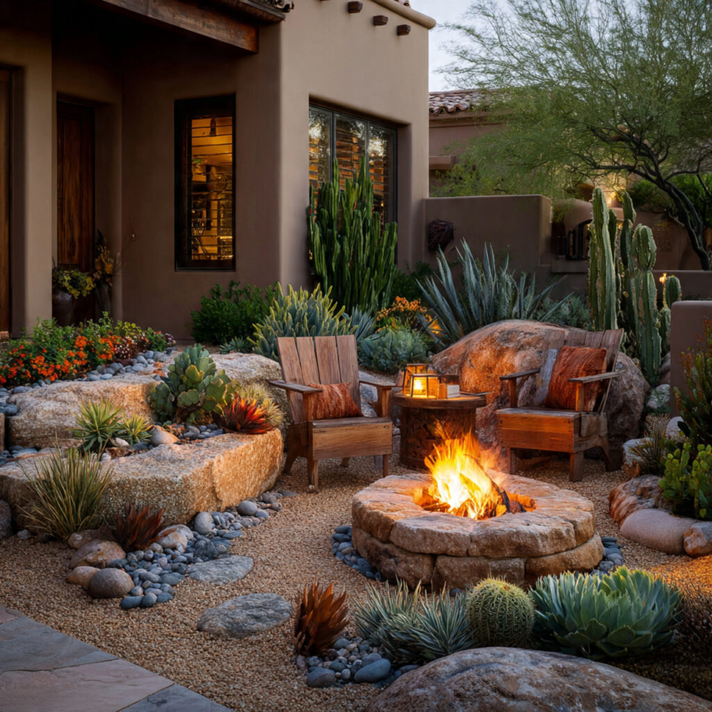 25 Fire Pit Landscaping Designs That Elevate Your Backyard Instantly 9 Desert Xeriscape Style