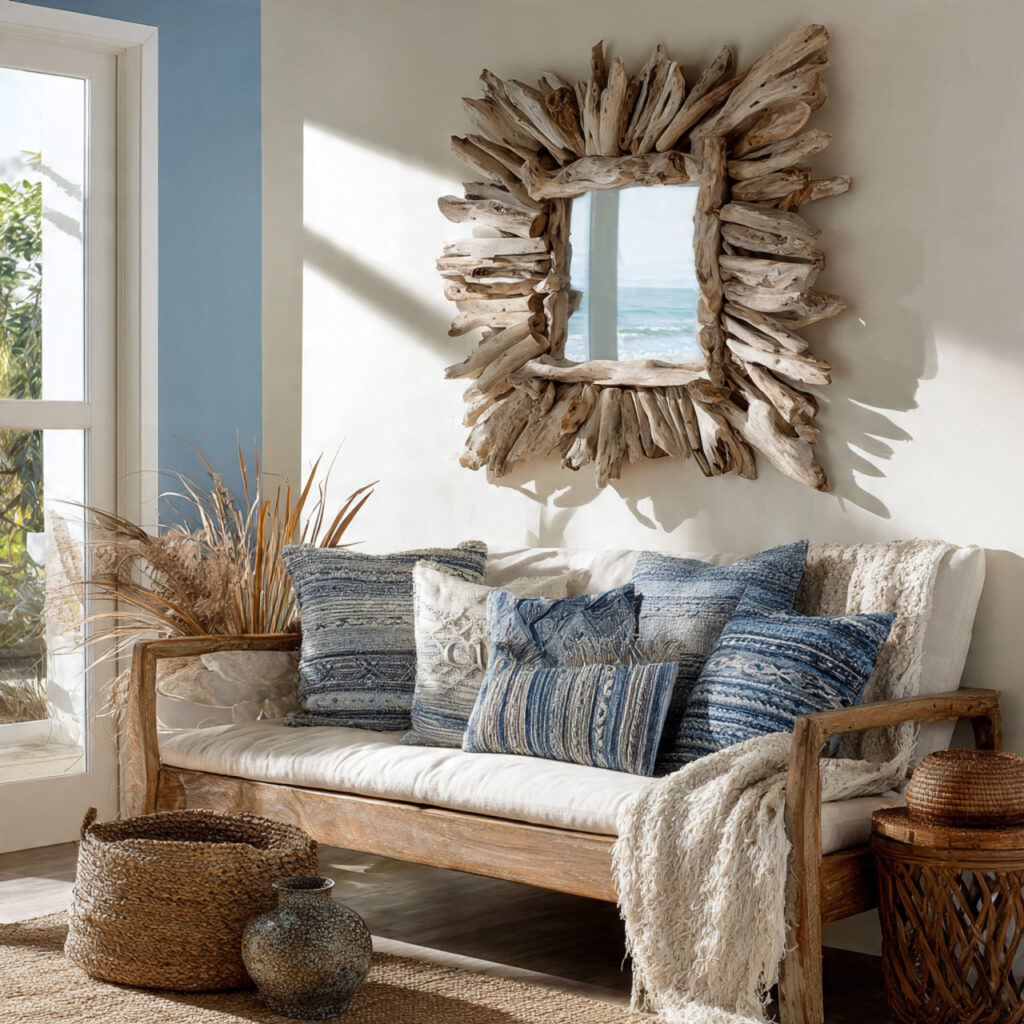 23 Stunning Boho Mirror Ideas to Elevate Every Room Instantly 17 Driftwood Mirror for Coastal Boho Style
