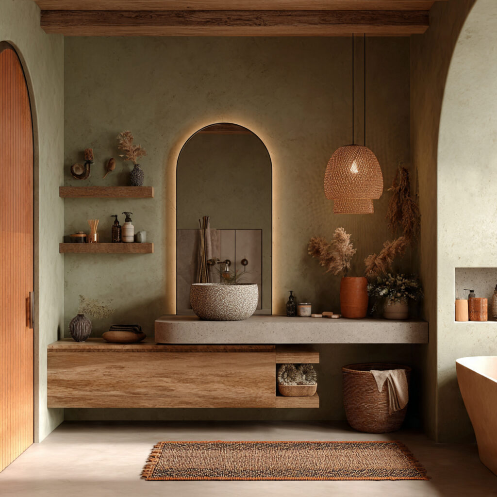 Create a Relaxed Boho Bathroom: 25 Inspiring Décor Ideas You’ll Love 1 Earthy Color Palette Refresh