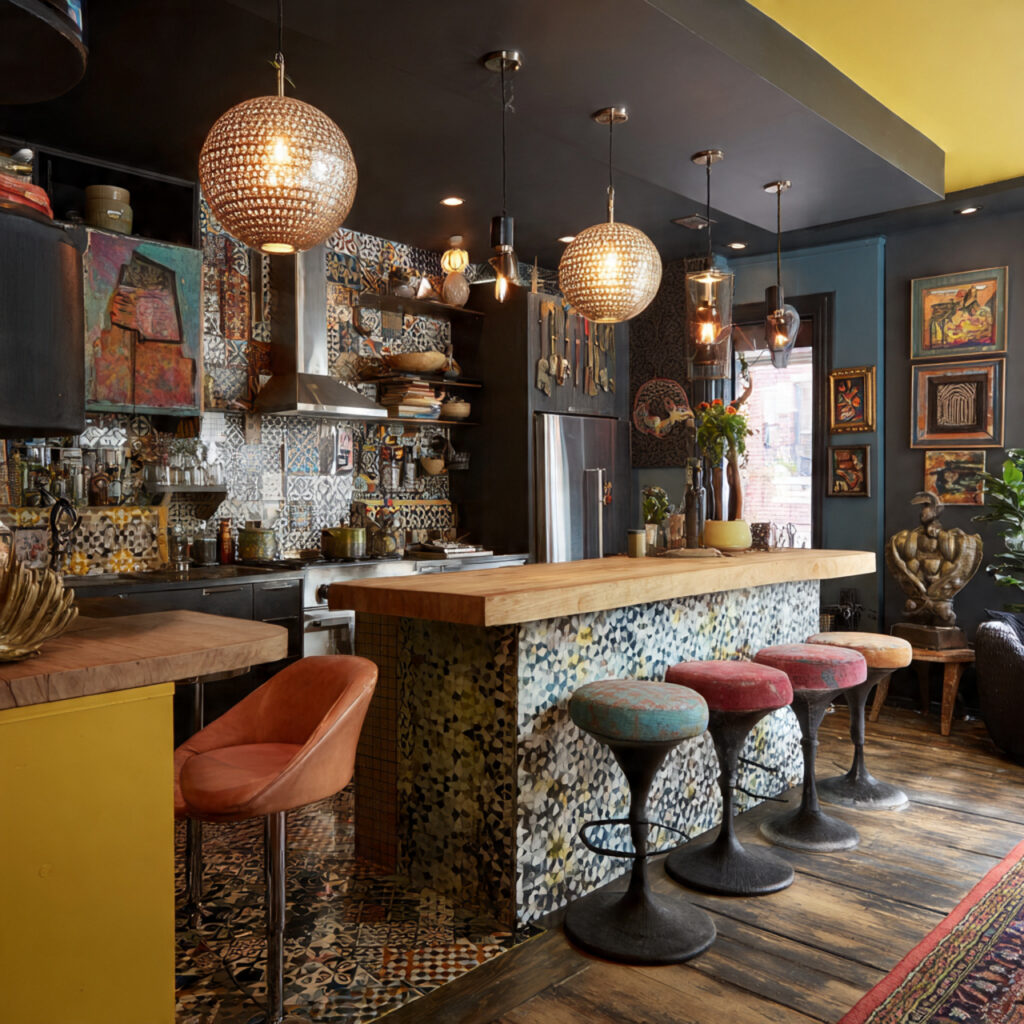 25 Stunning Kitchen Bar Design Ideas to Transform Your Space Fast 22 Eclectic Mix-and-Match Bar