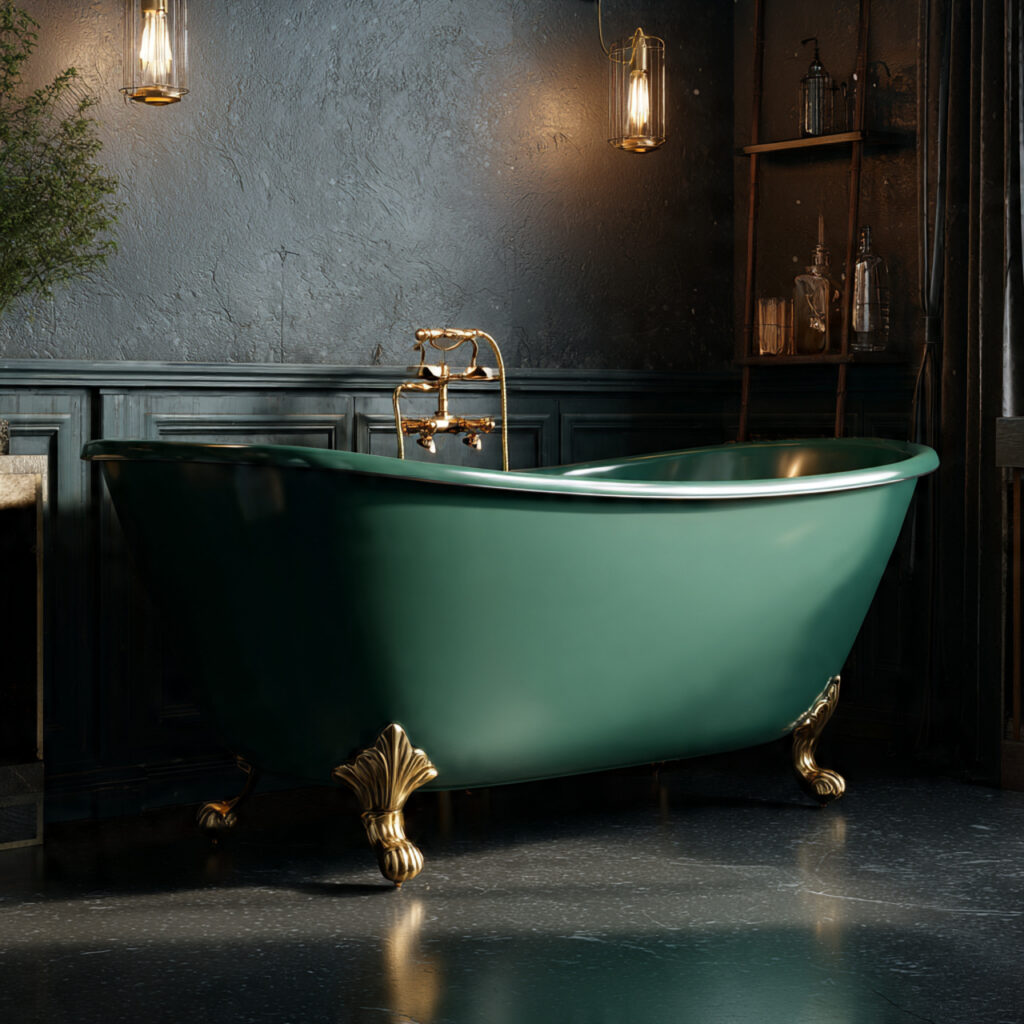 25 Stunning Emerald Green Bathroom Designs for a Luxe Refresh 16 Emerald Bathtub Exterior