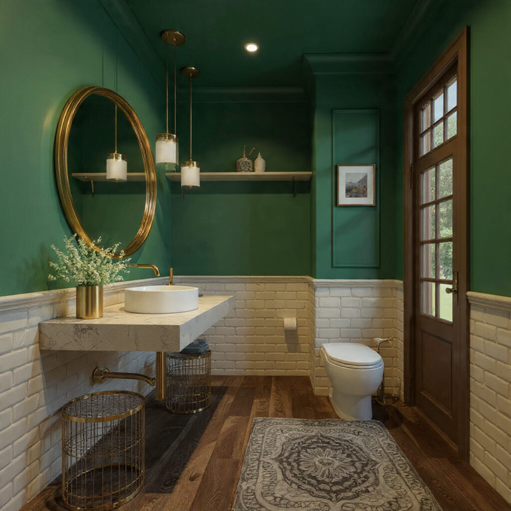 25 Stunning Emerald Green Bathroom Designs for a Luxe Refresh 20 Emerald Painted Ceilings