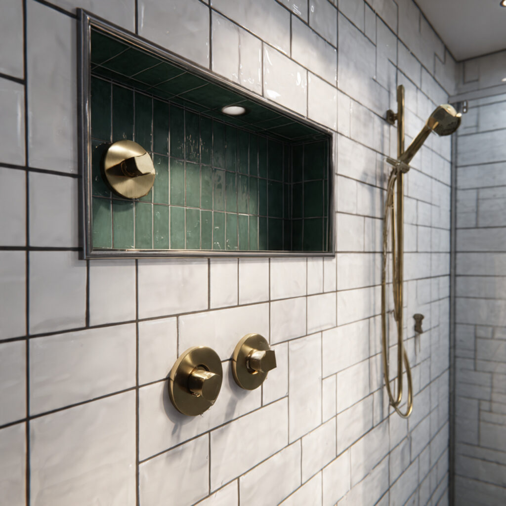 25 Stunning Emerald Green Bathroom Designs for a Luxe Refresh 11 Emerald Shower Niche