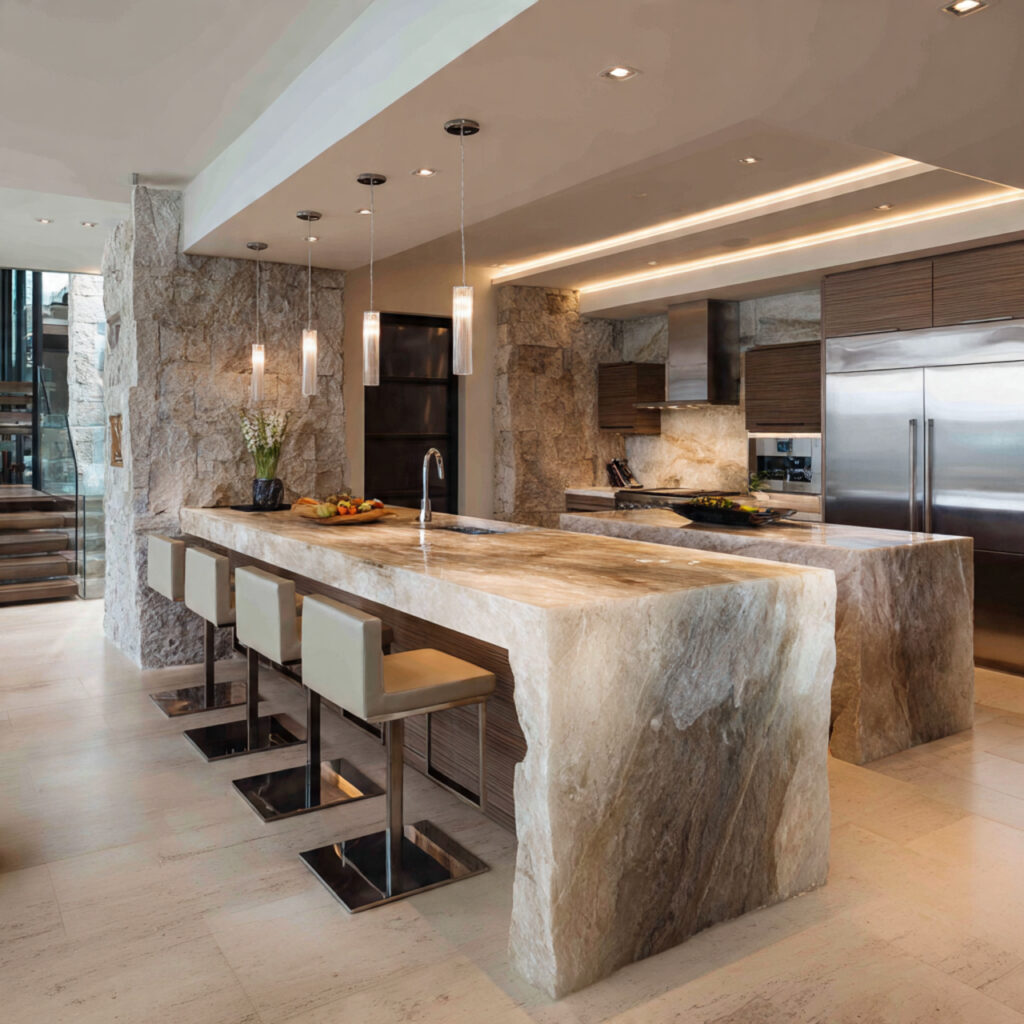 25 Stunning Kitchen Bar Design Ideas to Transform Your Space Fast 24 Extended Counter Waterfall Bar