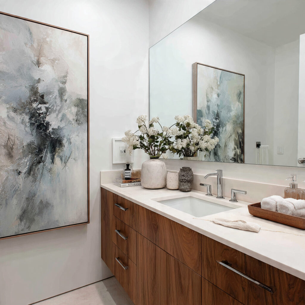 25 Stunning Powder Room Makeover Ideas to Transform Your Small Space 12 Eye-Catching Artwork