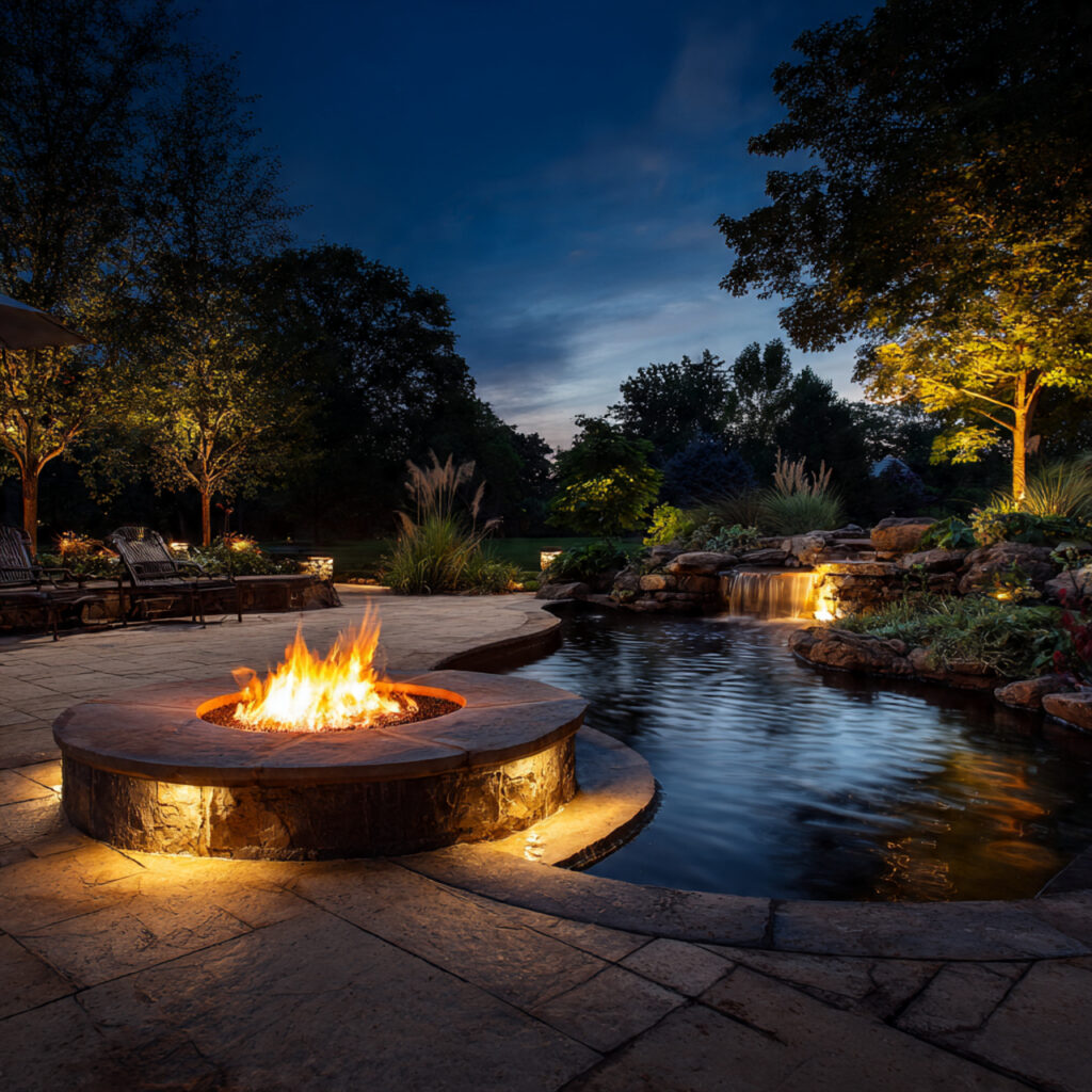 25 Fire Pit Landscaping Designs That Elevate Your Backyard Instantly 13 Fire Pit with Water Feature