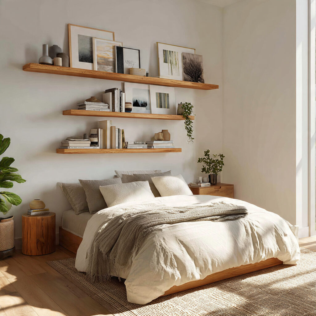 25 Stylish Bedroom Bookshelves Ideas to Transform Your Space Beautifully 1 Floating Shelf Gallery Wall