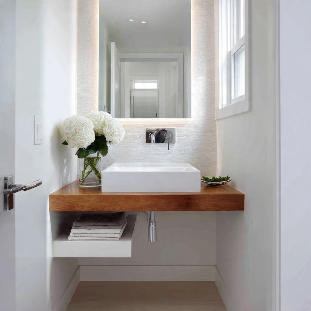 25 Stunning Powder Room Makeover Ideas to Transform Your Small Space 4 Floating Vanity Magic