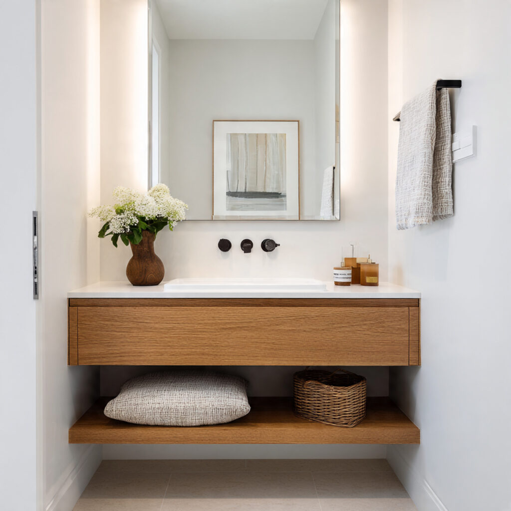 27 Small Bathroom Makeover Ideas That Transform Tiny Spaces Fast 1 Floating Vanity for More Floor Space