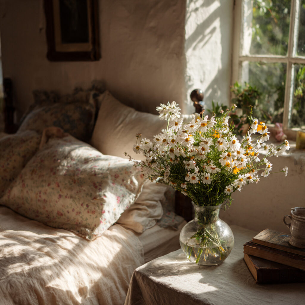 25 Charming English Cottage Bedroom with These Décor Tips 18 Fresh Flowers