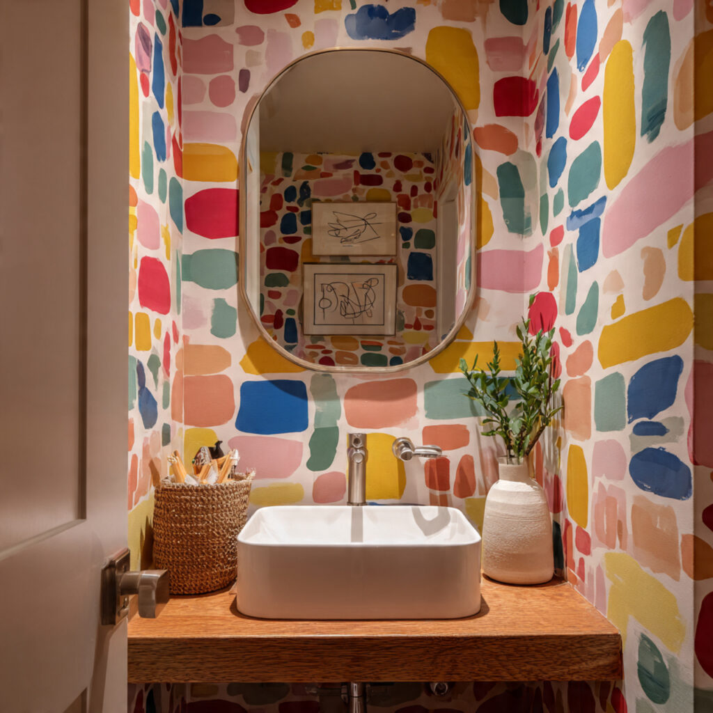 25 Fun Bathroom Decor Ideas to Brighten Your Space Instantly 6 Funky Wallpaper