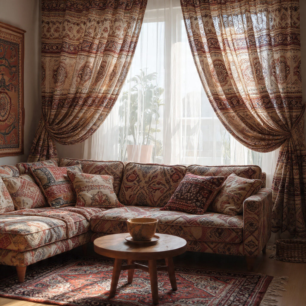 25 Boho Curtains Inspiration: Patterns, Colors & Unique Designs 24 Global Textile-Inspired Boho Curtains