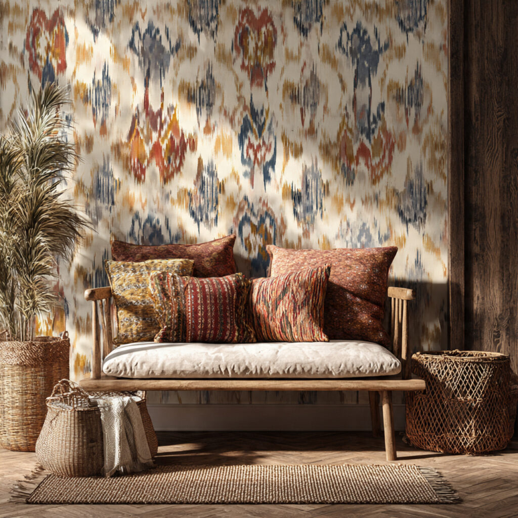 25 Best Boho Wallpaper Ideas to Transform Your Space 22 Global Textile Patterns