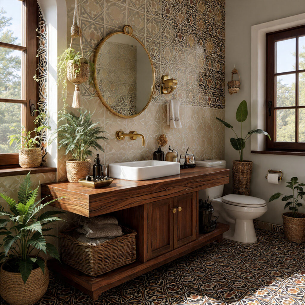 Create a Relaxed Boho Bathroom: 25 Inspiring Décor Ideas You’ll Love 5 Greenery and Hanging Plants