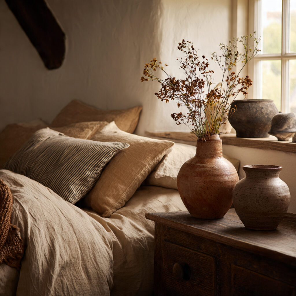 25 Charming English Cottage Bedroom with These Décor Tips 22 Handmade Pottery