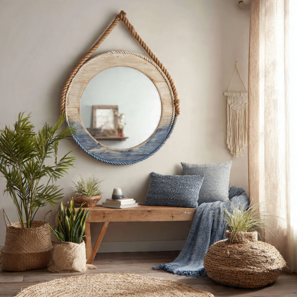 23 Stunning Boho Mirror Ideas to Elevate Every Room Instantly 19 Hanging Rope Mirror for Nautical Boho Vibes