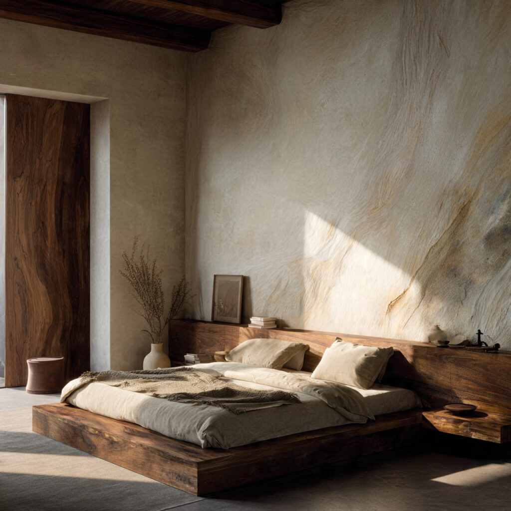 25 Best Japandi Bedroom Inspiration: Minimalist, Cozy, and Timeless Design 21 Incorporate Textured Wall Elements